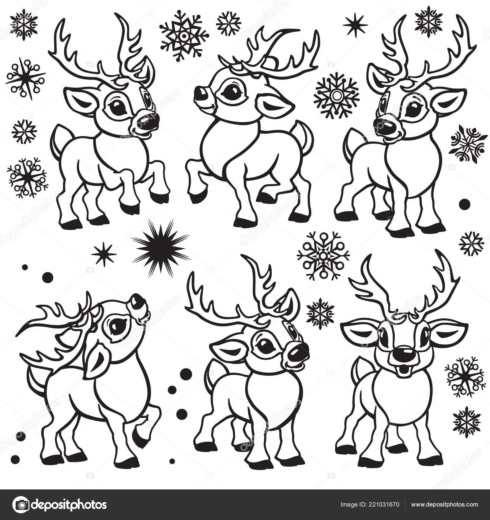 Set Reindeer Cartoon Collection Funny Christmas Tiny Caribou Deer Different  Stock Vector Image by ©insima #221031670
