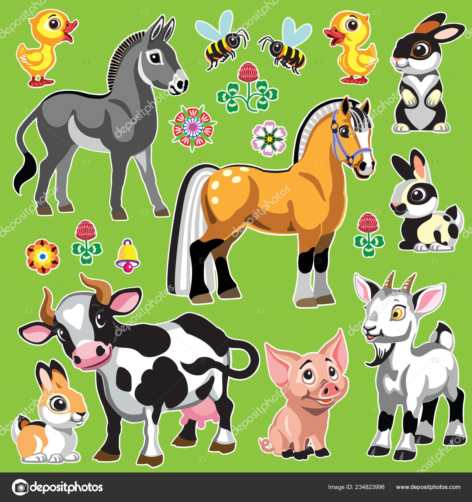 Conjunto de animales de granja