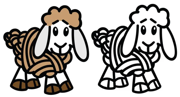 Cartoon Schafe Ein Wolliger Fadenball Garn Aus Lammwolle Logo Emblem — Stockvektor