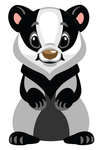 Cartoon Badger Staande Twee Benen Vooraanzicht Geïsoleerde Vectorillustratie Voor Baby — Stockvector