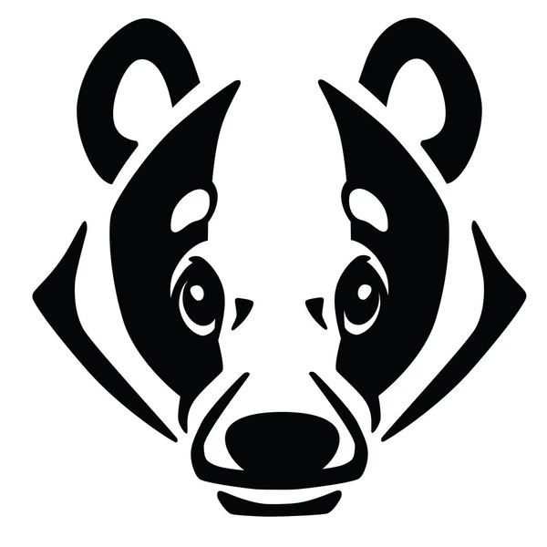 Head European Badger Front View Logo Icon Emblem Tattoo Black — Stock Vector