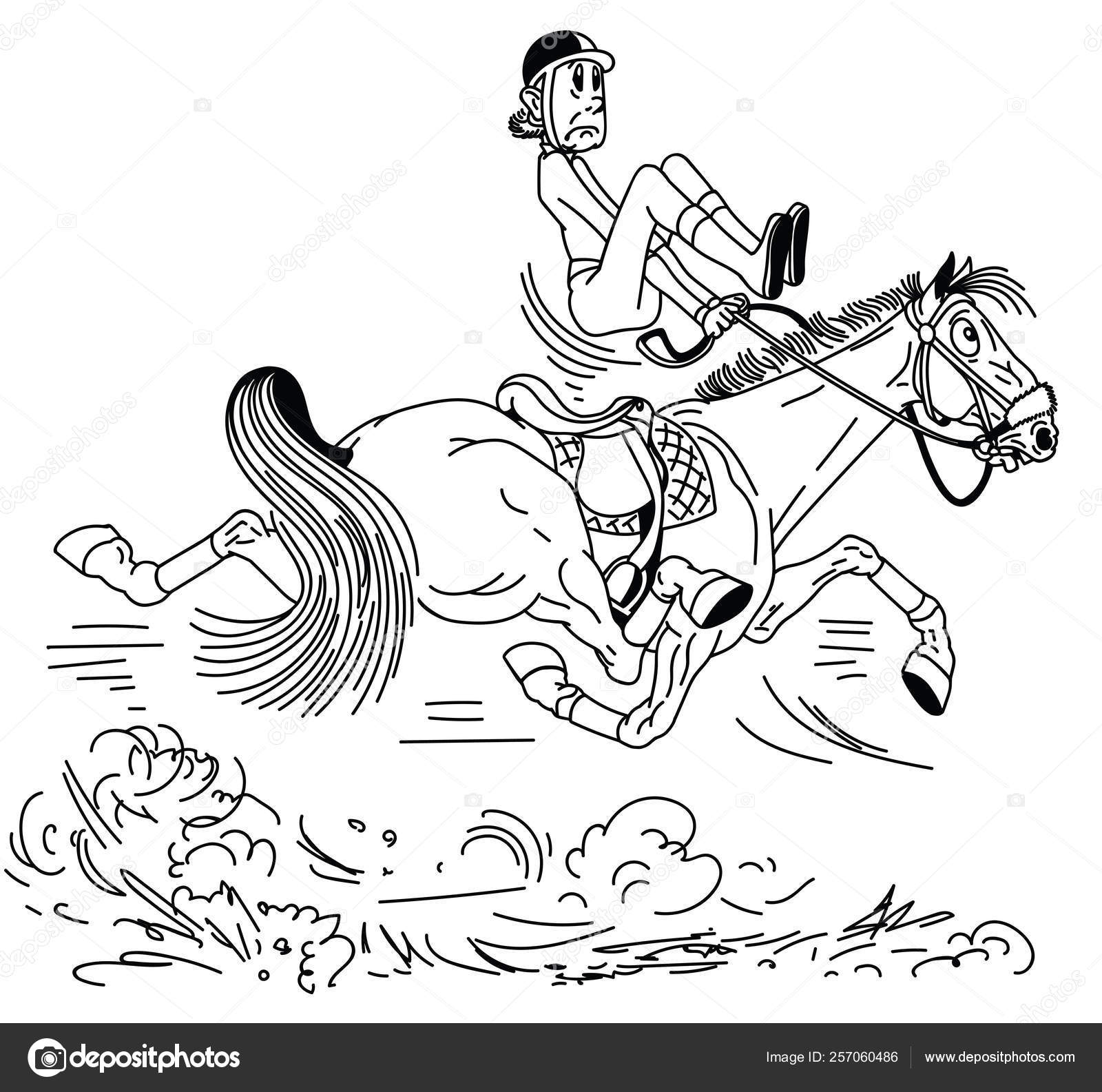 Cartoon Rider Riding Horse Adult Man Sitting Fast Trotting Horseback Stock  Vector Image by ©insima #257060486