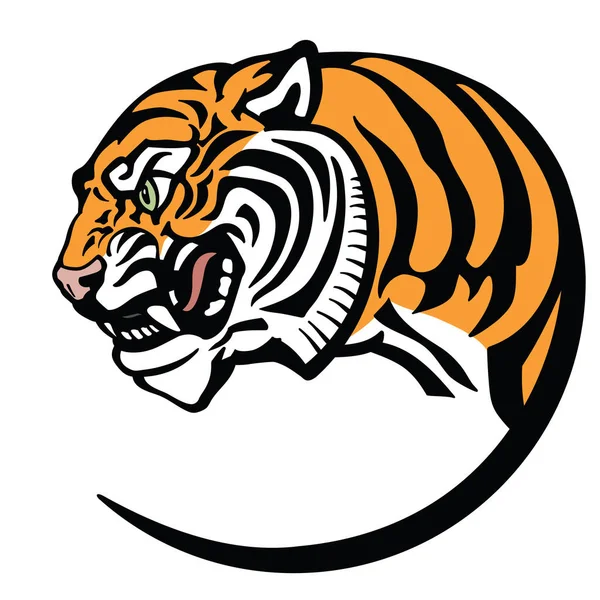 Kepala Harimau Logo Ikon Lambang Tato Lencana Ilustrasi Vektor Terisolasi - Stok Vektor