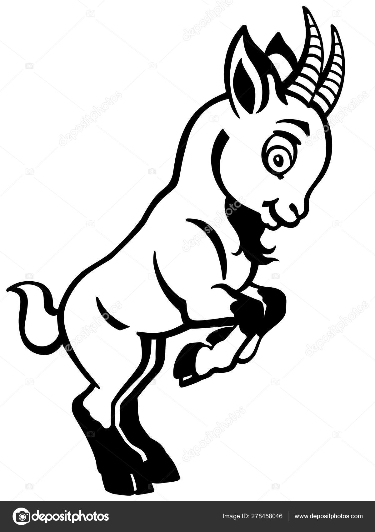 Download Cartoon baby goat black and white — Stock Vector © insima ...