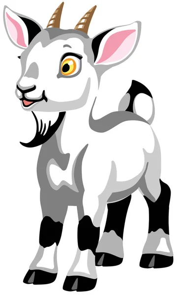 Cartoon white goat — Stock Vector