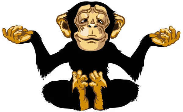 Καρτούν χιμπατζής στο διαλογισμό — Διανυσματικό Αρχείο
