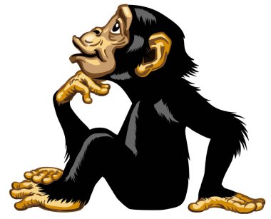  Cartoon Şempanze thinker profilinde