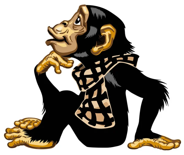 Tecknad schimpans klädd i en halsduk — Stock vektor