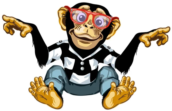 Chimpanzé dessin animé intelligent — Image vectorielle