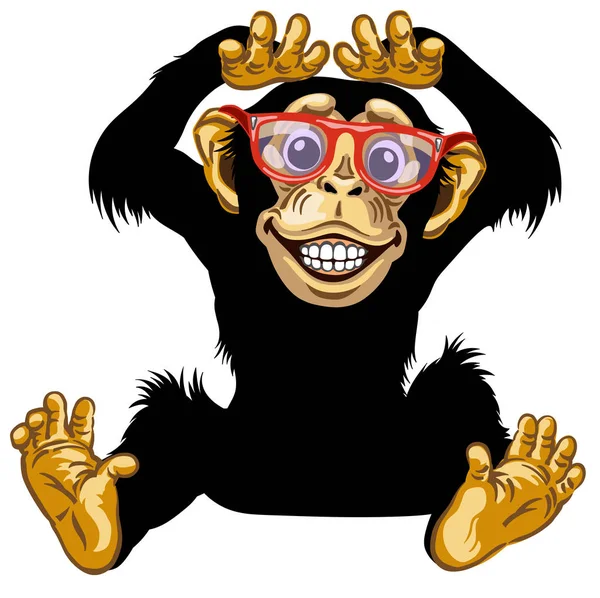 Szczęśliwy kreskówka Chimp z okulary — Wektor stockowy