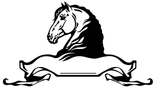 Cabeças de cavalos em perfil — Vetor de Stock