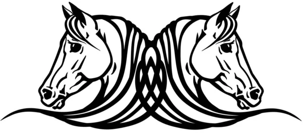 สองหัวของรอยสักม้า — ภาพเวกเตอร์สต็อก