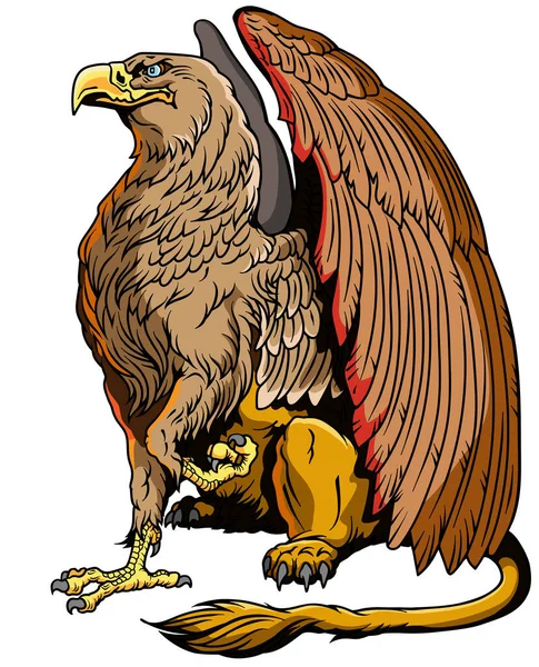 Griffin Griffon Nebo Gryphon Mýtické Zvíře Tělem Lva Křídly Hlavou — Stockový vektor