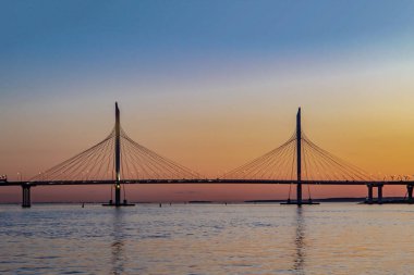 Petrovsky fairway Bridge'de. WHSD Viyadüğü üzerinde deniz St. Petersburg, Rusya Federasyonu