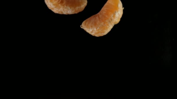 Ovoce mandarinky spadá v pomalém pohybu — Stock video