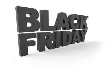 Black friday big black letters isolated on white background. 3D rendering/