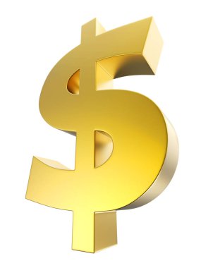 Beyaz arka plan üzerinde izole altın dolar işareti. 3D render.