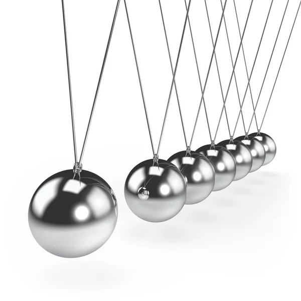 Balancing Balls Newton Cradle Pendulum Concept Rendering — Stock Photo, Image