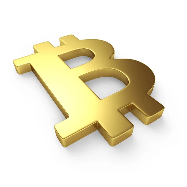 Bitcoin Goldzeichen Isoliert Auf Weißem Hintergrund Darstellung — Stockfoto