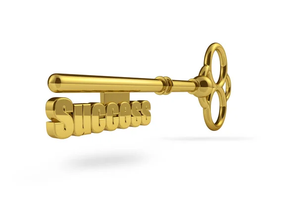 Gold Key Success Concept Isolated White Background Rendering — Stock Photo, Image