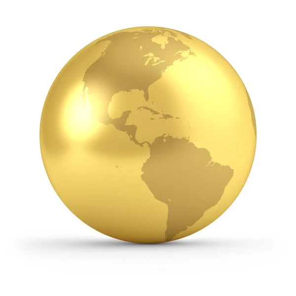 Gold Globe Isolated White Background Rendering Global Business Concept Earth — Stock Photo, Image