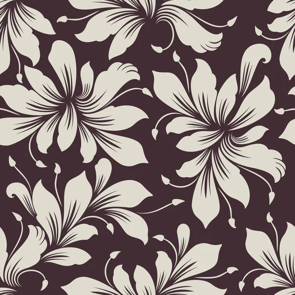 シームレスな花のベクトルの壁紙パターン ヴィンテージの花背景 — ストックベクタ