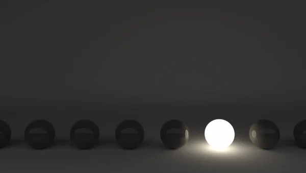 黒いものの中で つの光球 レンダリング 個性ビジネス コンセプト — ストック写真
