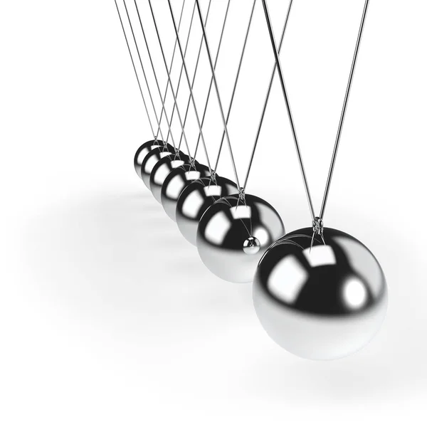 Balancing Balls Newton Cradle Pendulum Concept Rendering — Stock Photo, Image