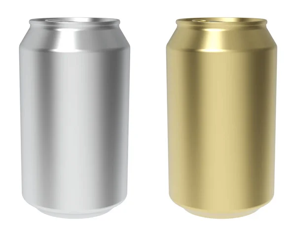 Tom Dricka Metallburkar Isolerad Vit Bakgrund Dryck Produkt Mockup Sidovy — Stockfoto
