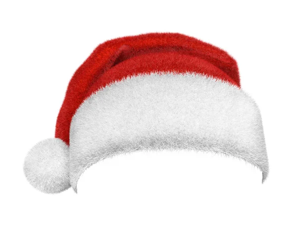 传统的圣诞老人红白相间的帽子被隔离在白色的背景上 圣诞节的象征3D — 图库照片