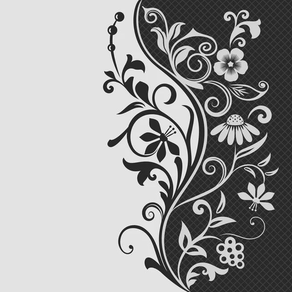 Black White Floral Card Vector Template Flourish Design Background Vector — Stock Vector