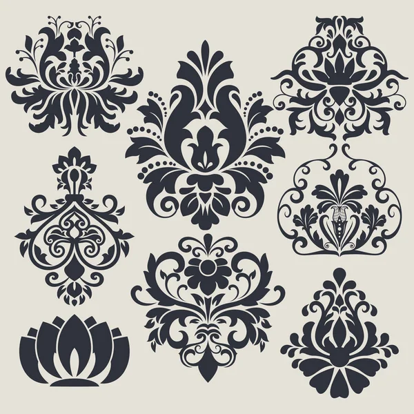 Vintage Flower Design Elements Vector Set Floral Shapes Collection — Stock Vector