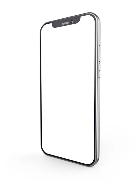 Modern smartphone ile beyaz arka plan üzerinde izole wgite boş perde. 3D render.
