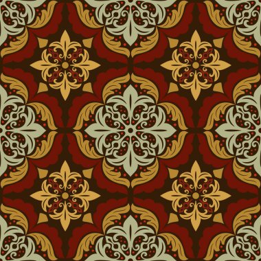 Sorunsuz vintage süslü mandala çiçek vektör desen. Retro çiçek duvar kağıdı. Vektör çizim.