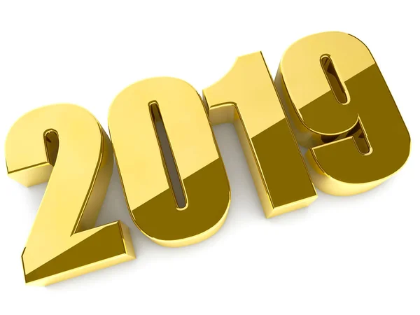 2019 Year Golden Figures Shadow Calendar Design Element Rendering — Stock Photo, Image