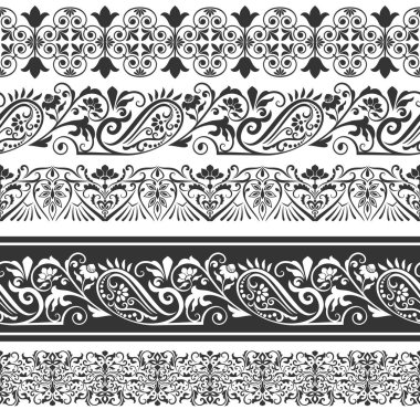 Sorunsuz çiçek dikey kenarlık vektör şablonu. Yinelenen bölücü süsleme.