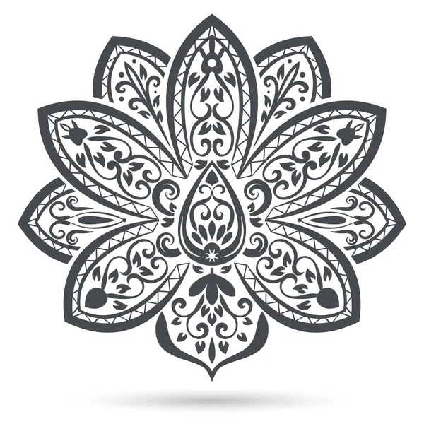 Ilustración Vectorial Elemento Flor Blanco Negro Diseño Floral Aislado Sobre — Vector de stock