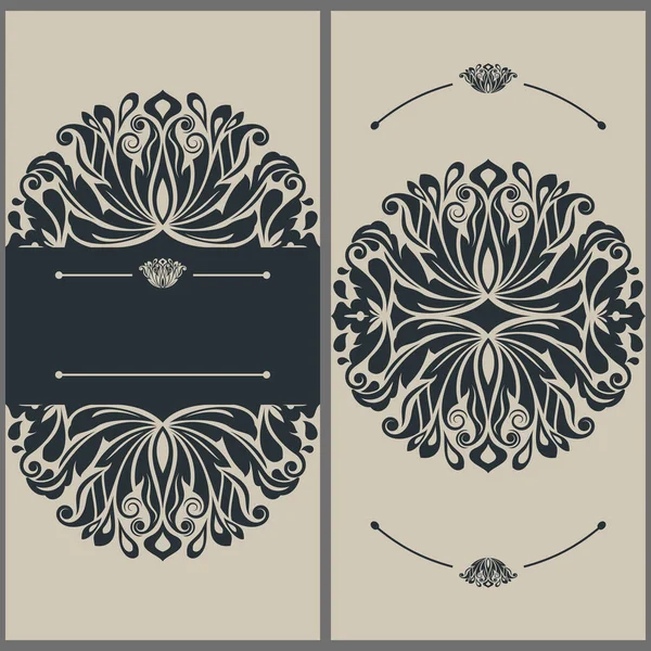 Tarjetas Con Adornos Florales Plantilla Vectorial Conjunto Diseño Para Materiales — Vector de stock