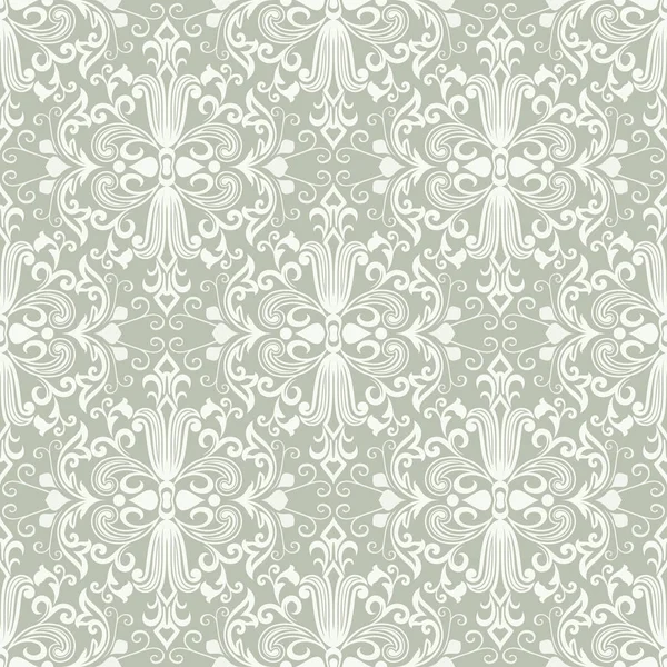 Sans Couture Vert Clair Blanc Fond Vectoriel Papier Peint Floral — Image vectorielle