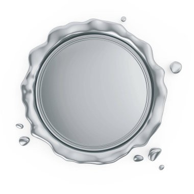 Beyaz arka plan üzerinde gümüş balmumu posta pulu. 3D render.