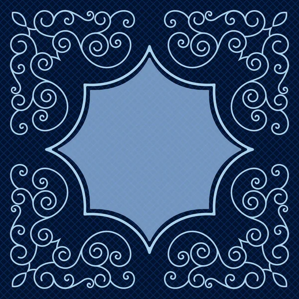 Carte Bleu Foncé Avec Espace Copie Ornement Tourbillonnant Fond Vectoriel — Image vectorielle