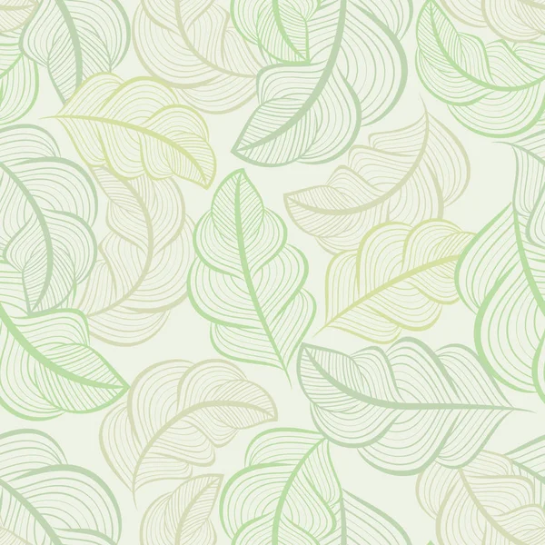 White Green Seamless Leaves Wallpaper Pattern Seamless Wrapping Paper Textile — Stock Vector