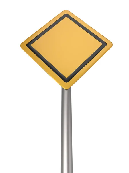空白黄色菱形の白い背景の上の警告標識 レンダリング — ストック写真
