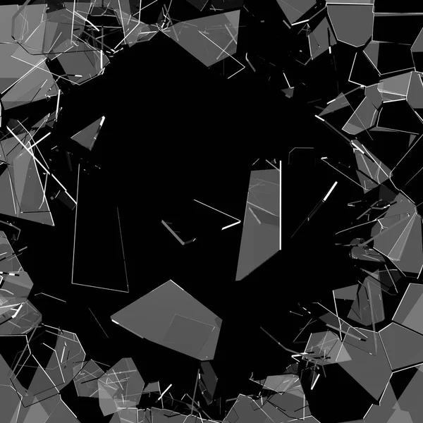 Shattered Glass Glass Shards Flying Bits Background Rendering — Stock Photo, Image