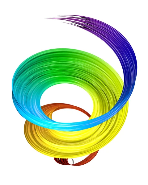 Colorful Brush Paint Stroke Swirl Isolated White Background Rendering Colorful — Stock Photo, Image