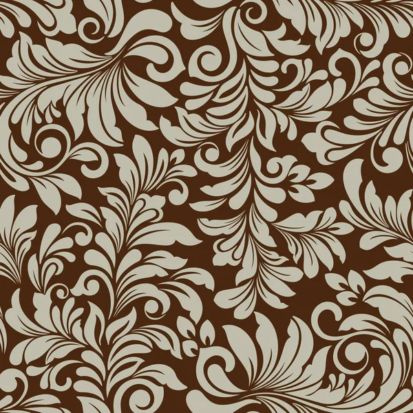 シームレスなベージュと茶色の花のベクトルの背景 壁紙パターン — ストックベクタ