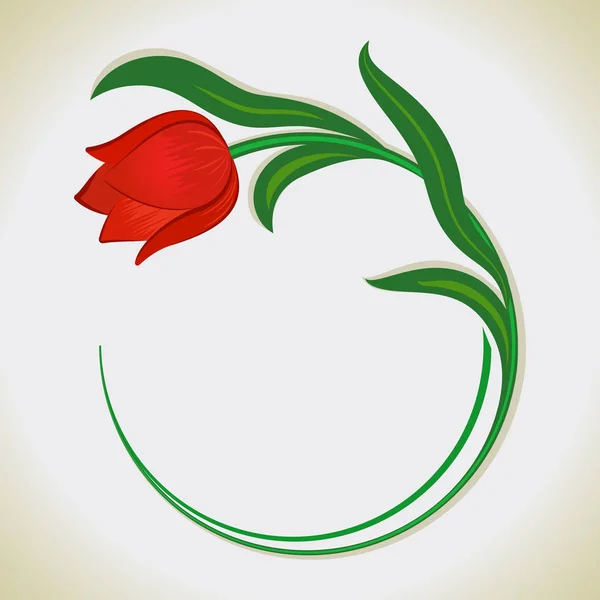 Tulipán Flor Marco Redondo Elemento Decoración Ilustración Vectorial — Vector de stock