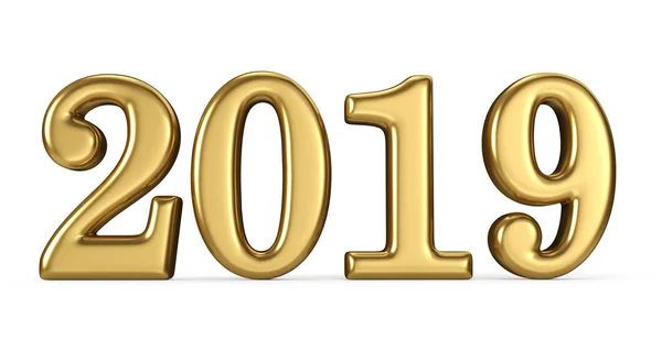 New Year 2019 Gold Figures Rendering — Stock Photo, Image