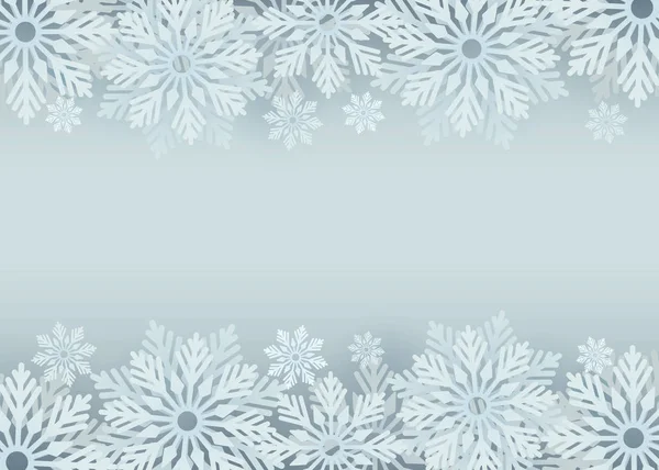 Abstrakter Hellgrauer Weihnachtshintergrund Mit Schneeflockenrändern Und Kopierraum Der Mitte Vektorillustration — Stockvektor