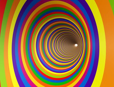 Renkli yuvarlak tünel arka plan. Eğlenceli zemin. 3D render.